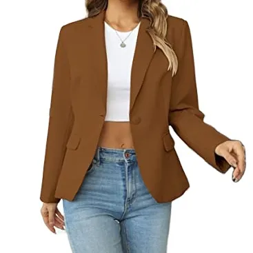 Womens Casual Suit Long Sleeve Lapel Button Slim Work Office Blazer Jacket