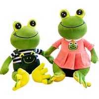 Lot de peluches grenouille rose pour fille, trois tailles, motif brodé couronne sur la poitrine, adorable poupée animale pour coffret cadeau de fêtes