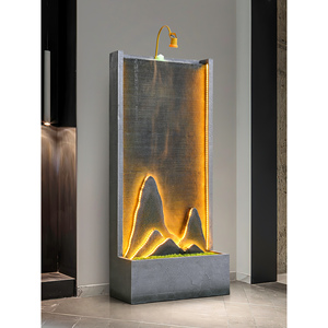 Fuente de Agua Moderna de Resina Simple con Cortina de Agua, Rocalla Decorativa, Paisaje de la Fortuna, Impermeable, para Decoración del Hogar y Porche - Product Image 2
