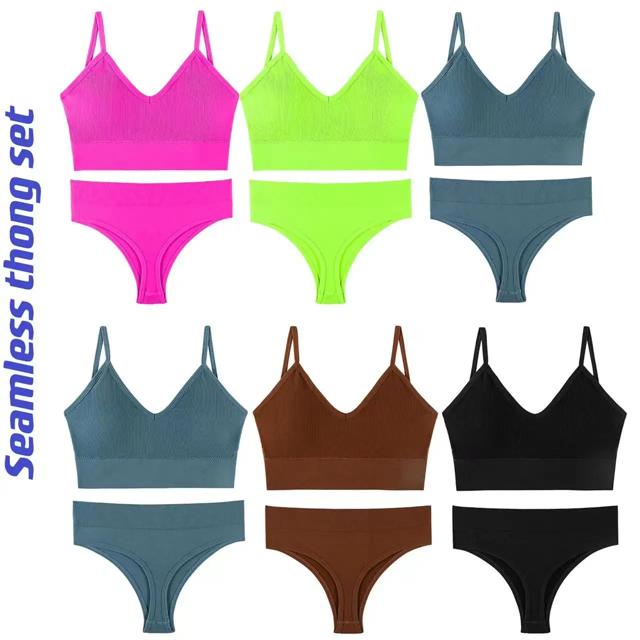 Set di mutandine perizoma e reggiseno personalizzato lingerie da donna intimo due pezzi sexy senza cuciture di biancheria intima sportiva sexy set 2023 abbigliamento