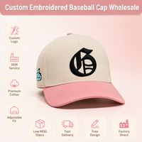 Gorra de Béisbol Personalizada Estilo Street Snapback, Bordado 3D en Relieve, Dos Tonos Crema y Rosa, 6 Paneles, Sarga de Algodón, Logotipo de Silicona