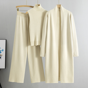 <span class=keywords><strong>Ensemble</strong></span> tricoté décontracté Yuhong 3 pièces pour <span class=keywords><strong>femme</strong></span>, automne-hiver, cardigan long, gilet et pantalon ample, ensembles de pulls tricotés pour <span class=keywords><strong>femme</strong></span> - Product Image 5