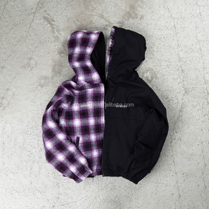 Sweat-shirts à capuche zippés réversibles personnalisés 100 % coton, vestes surdimensionnées, manteaux à carreaux épais, fabricant de sweats à capuche réversibles - Product Image 4