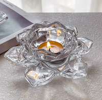 Support de bougie en verre cristal transparent romantique en forme de lotus, base pour bougie chauffe-plat, étanche, pour la décoration de la maison, Saint-Valentin