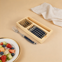 Moderne Franse stijl Laguiole vorkenset van 6-delig roestvrij staal, spiegelglanzend, elegante dessert- en fruitvorken, cadeauverpakking, weggeefartikelen