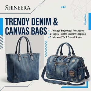 Sacs à main <span class=keywords><strong>en</strong></span> denim de grande capacité, élégants et professionnels, style Y2K vintage, avec patchwork d'étoiles, pour le bureau, 3218 Premium - Product Image 3