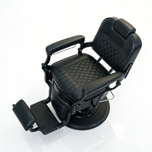 Sillón <span class=keywords><strong>de</strong></span> Barbería Profesional para Peluquería, Moderno, Ajustable, Reclinable, Giratorio, Completamente Negro - Product Image 2