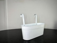 Maceta Colgante de Metal Galvanizado de Gran Tamaño para Exteriores, Resistente a la Intemperie, con Gancho Extraíble, para Decoración de Cercas, Terrazas y Barandillas