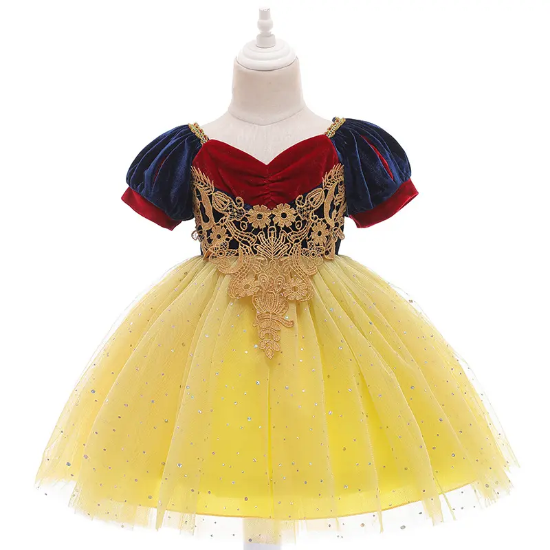 2022 New Sequined Snow White Princess Skirt Newborn Baby Girl Halloween Costume Kids Girls Snow White Dress for Party Costume