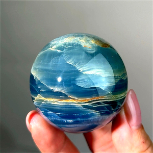 Cristaux rares et charmants de 6,5 à 7 cm, cristaux colorés, cadeaux de vacances, cristal lustré, pierres décoratives modernes, sphère d'onyx bleu - Product Image 3