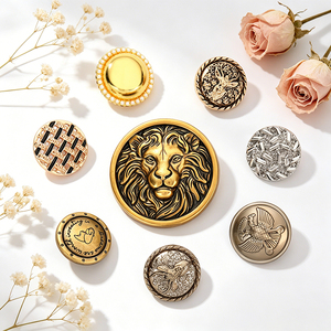 Custom Pattern Embossed Zinc Alloy Brass Shank <b>Buttons</b> Bright Polished Gold Round <b>Buttons</b> for Handmade Metal Accessories - Product Image 3
