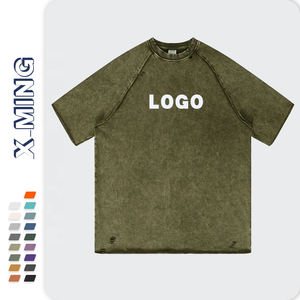 Conception libre Hommes O-cou Vintage T-shirts 100% Coton Poids lourd Distressed Tshirt Hip Hop Street Style Daily Wear Acid Wash - Product Image 3