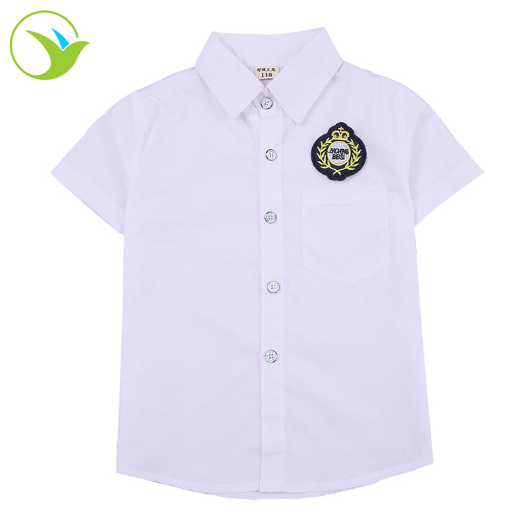 Оптовая продажа, детская белая унисекс хлопковая школьная форма с короткими рукавами для Международного Детского Сада