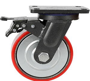Atacado Fábrica de Fornecimento Durável <span class=keywords><strong>1</strong></span> Ton Carga Heavy Duty Rígida Poliuretano Industrial Giratória com Freio Roda <span class=keywords><strong>Caster</strong></span> - Product Image 6