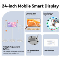 Téléviseur intelligent Android rotatif de 27 pouces pour cuisine, écran tactile sur roulettes, alimenté par batterie, résolution FHD, haut-parleur intégré, commande vocale IA