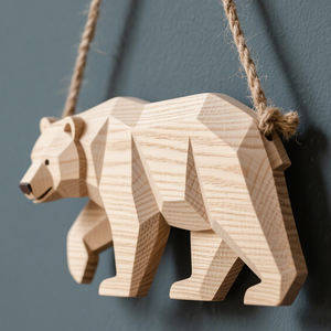 Dekorasi patung kayu rumah patung kustom dekorasi ruang tamu kayu gantung Nordic ukiran kayu kerajinan hewan - Product Image 3