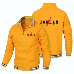 男士复古防水运动风衣夹克定制尼龙高尔夫飞行员风格素色帆布批发厂家信 - Product Image 2