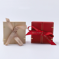 Boîte cadeau en papier à double porte pour bijoux, doublure en velours doux, surface gaufrée, ruban imprimé, logo personnalisé, emballage pour bijoux