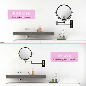 Espejo de Maquillaje de Pared DB de 8 Pulgadas, Redondo, de Doble Cara, con Aumento de 1X y 10X, con Brazo Extensible - Product Image 6