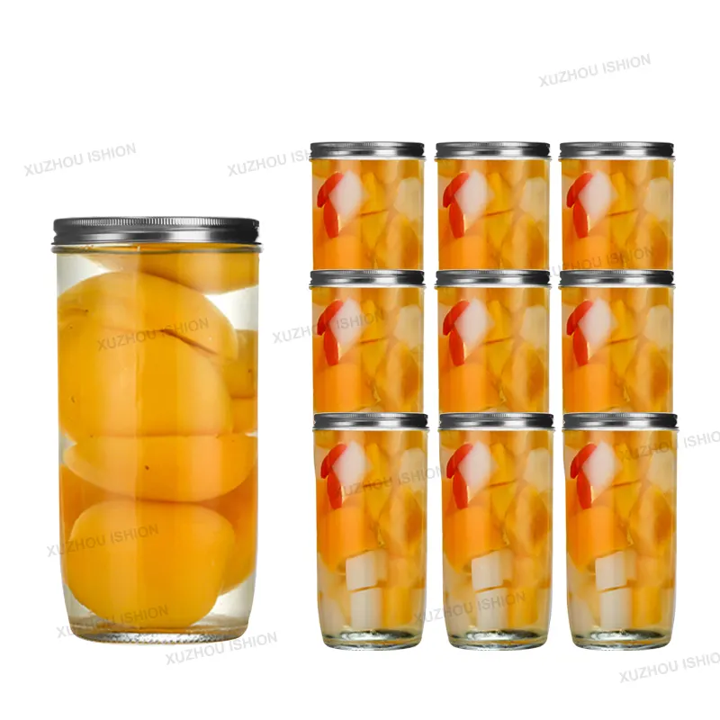 100Ml 240Ml 350Ml 500Ml 750Ml 980Ml Forme Ronde Confiture de Miel Cornichons Bocal en Verre Avec Couvercle Torsadé