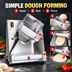 Macchina Elettrica Professionale per Stendere la Pasta della Pizza in Acciaio Inox, Larghezza da 10 a 40 cm, per Panetterie, Ristoranti e Pizzerie - Product Image 2
