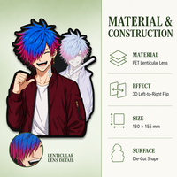 Pegatinas Personalizadas Impermeables con Impresión UV 3D Lenticular de Anime y Manga, con Movimiento, para Coche, Portátil, Refrigerador, Material PET, Joyprint