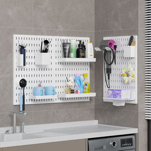 Étagère murale de rangement Qinfeng pour salle de bain avec étagères pour articles de toilette et support pour sèche-cheveux - Product Image 1