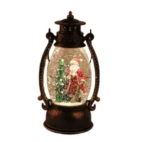 Lanterne de neige Vintage famille hommes de neige, 5 pièces, LED à huile, musicale, bonhomme de neige en bois