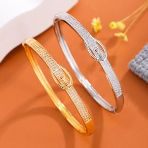 Gold And Silver <b>Copper</b> Alloy <b>Bracelet</b> Micro Insert Zircon Inlay Unisex Gift Jewelry - Product Image 1