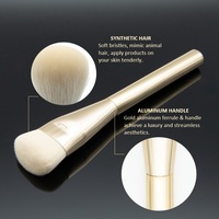 Set kuas rias wajah 3 buah, Set kuas rias Emas lembut gaya mode Label pribadi kustom dengan kuas Foundation