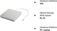 Lecteur de CD/DVD externe USB-C portable, graveur/lecteur de CD/DVD fin avec lecteur pour MacBook Pro Air Mac Laptop Windows10 Desktops