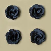 5.5cm tepi Panggang bunga Camellia korsase dekoratif sepatu DIY aksesori rambut kotak kemasan botol parfum tambahan pakaian
