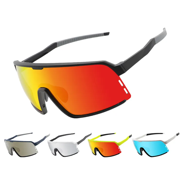 Occhiali da sole da ciclismo con lenti fotocromatiche personalizzate occhiali sportivi oversize occhiali da sole sportivi polarizzati da uomo con montatura quadrata grande