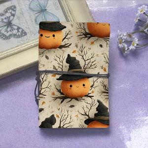 Vintage A6 fait à la main cahier cravate fermeture Pages amovibles cadeau attentionné pour les amateurs de vin citrouilles <span class=keywords><strong>sorcière</strong></span> chapeaux Branches Le - Product Image 2