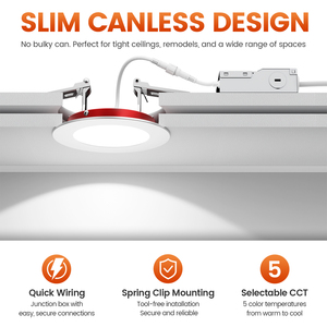 Luz LED Empotrable de <span class=keywords><strong>Techo</strong></span> para Interiores, Comercial, de Aluminio, con Clasificación de Resistencia al Fuego, Regulable, 5CCT Ajustable, CRI 90, 6 Pulgadas, para <span class=keywords><strong>Baño</strong></span> y Cocina - Product Image 4