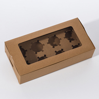Caja personalizable de papel Kraft para cupcakes Laminación mate brillante Forma en relieve a petición del cliente