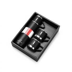 Set regalo thermos da viaggio in acciaio inossidabile da 500 ml con 2 tazze per caffè, tè, acqua, design minimalista, isolamento sottovuoto - Product Image 1