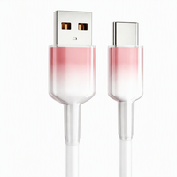 Kabel Pengisian Cepat 6A Tipe C ke USB TPE Warna Gradasi Kabel Data untuk Ponsel Android Mobil Tablet 1M 1.5M 2M OEM ODM Grosir