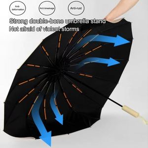 Parapluie Automatique Pliant en Trois Sections en Pongee, 12 Baleines, Coupe-Vent, Logo Personnalisé, Parapluie Anti-Tempête pour Cadeau d'Entreprise, Vente en Gros - Product Image 3