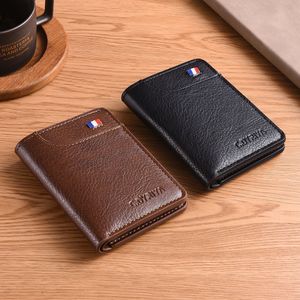 <b>Men's</b> Ultra Thin Compact Vertical <b>Wallet</b> Brown Soft Leather Multi Card Slot Driver License Holder Everyday Use - Product Image 3