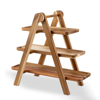 Support de présentation à 3 niveaux en bois d'acacia de qualité supérieure pour la cuisine, les fêtes et la restauration