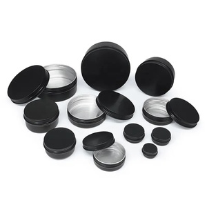 Lata Redonda Vacía de 15ml 50ml 60ml 100ml 150ml, Lata Negra con Tapa de Rosca, Tarro de Aluminio Negro, Latas Cosméticas de Aluminio, Caja Metálica Negra - Product Image 1