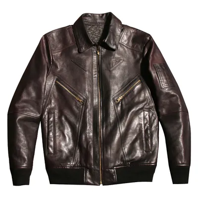 Spring autumn style Cowhide leather clothes Casual leather jacket for men black short jackets