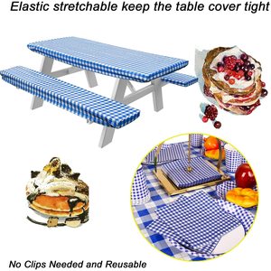 Housse <span class=keywords><strong>de</strong></span> table <span class=keywords><strong>de</strong></span> pique-nique d'extérieur en polyester imperméable et anti-huile <span class=keywords><strong>de</strong></span> bonne qualité, 72x28 pouces, avec logo personnalisé, faite à la main pour les fêtes - Product Image 5