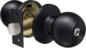 Poignée de <span class=keywords><strong>porte</strong></span> sécurisée, serrure de <span class=keywords><strong>porte</strong></span> d'entrée, fonctionnement à clé, acier inoxydable, bouton de 65 mm/75 mm, finition brossée, installation facile - Product Image 2