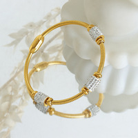 Haut de gamme mode luxe filles en acier inoxydable fermoir magnétique Bracelet pierres précieuses serpent os chaîne cristal or Bracelets pour les femmes