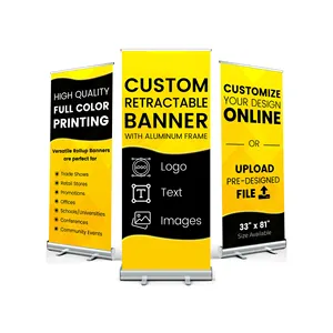 Aluminium Roll Up Banner Advertising Display Retractable Poster Banner Pull Up Banner Stand