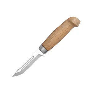 木柄鱼刀带鞘俄罗斯鱼刀420不锈钢材料竹柄钓鱼刀