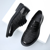 Chaussures habillées décontractées en cuir tressé pour hommes, respirantes, à lacets, faites à la main, pour le bureau