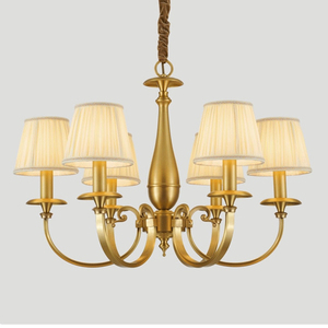 Lampadario di illuminazione del ristorante del paese americano VH, design semplice del corpo lampada in rame, lampadario in tessuto <span class=keywords><strong>da</strong></span> <span class=keywords><strong>camera</strong></span> <span class=keywords><strong>da</strong></span> <span class=keywords><strong>letto</strong></span> - Product Image 1